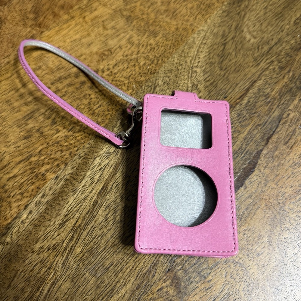 Vintage Coach Pink Leather iPad Nano Case Cover With Heart Charm EUC